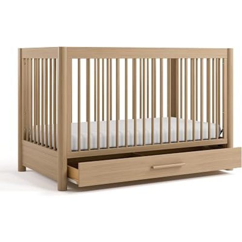 Storkcraft Malta 5-in-1 Convertible Crib with Drawer & Guardrail, Driftwood