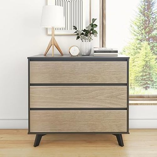 Max & Lily Scandinavian 3 Drawer Dresser, Black/Blonde