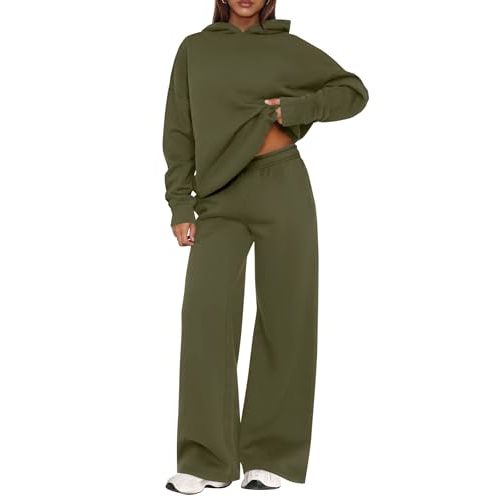 PRETTYGARDEN Womens Sweatsuits 2 Piece Set 2026 Casual Winter Long Sleeve Hoodie Loose Wide Leg Sweatpants Fall Tracksuit
