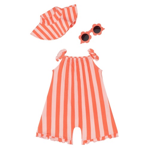 Petit Lem’s Mini Threads Romper Sunhat and Sunglass Set | Nordstromrack