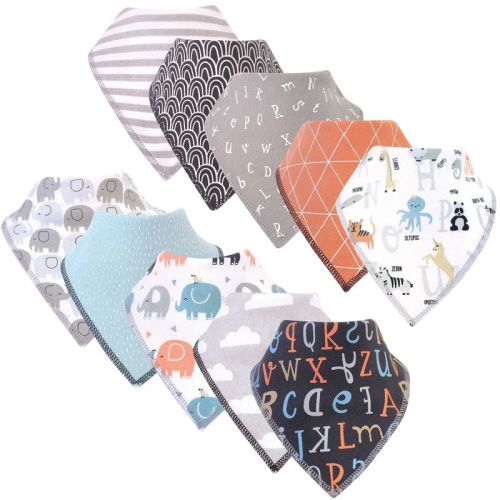 Hudson Baby Infant Boy Cotton Fleece Bandana Bibs 10pk, Alphabet, One Size