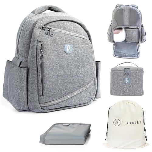 Breast Pump & Diaper bag Compatible with Spectra S1, S2, Medela, Neoprene Wearable Baby Breast Milk cooler Travel Diaper Bag Backpack for Working Mom and Family with Changing Pad (Grey)