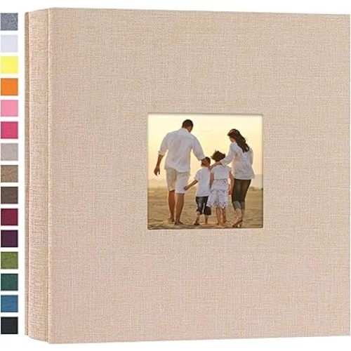 potricher Small Photo Album 4x6 200 Photos Linen Cover Picture Photo Book for Family Wedding Anniversary Baby Vacation (Beige,200 Pockets)