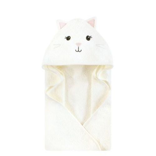 Hudson Baby Infant Girl Cotton Poly Animal Face Hooded Towel, Pretty Kitty, One Size