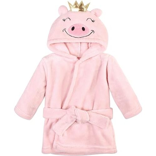 Hudson Baby Unisex Baby Plush Animal Face Bathrobe, Pig, 0-9 Months
