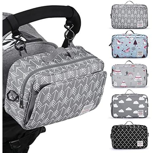 Universal Stroller Caddy Accessories All-in-One Baby Organizer with Insulated Pocket,Capacity for Diapers, Toys & Snacks, Dark Gray