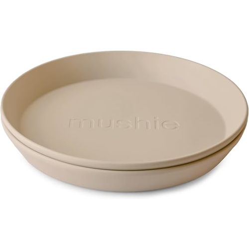 mushie Round Dinnerware Plates for Kids | Made in Denmark, Set of 2 (Vanilla)