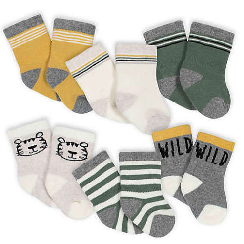 Gerber® 6-Pack Wild Stripe Terry Socks in Grey/Green