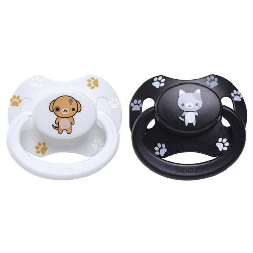 Littleforbig Bigshield Generation-II Adult Sized Pacifier Printed Set - Black Kitty and White Puppy