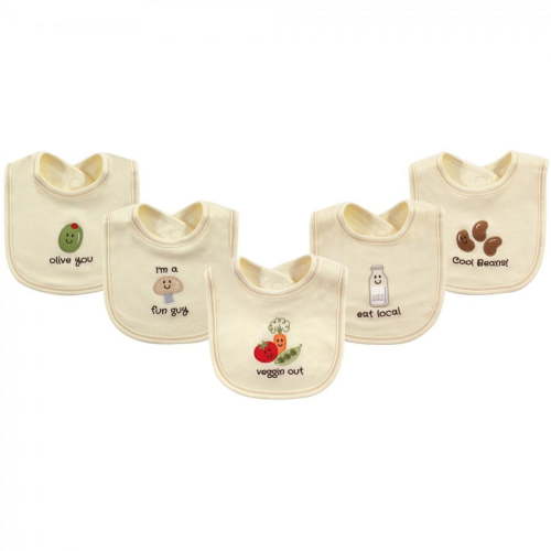 Touched by Nature Baby Organic Cotton Bibs 5pk, Veggies, One Size