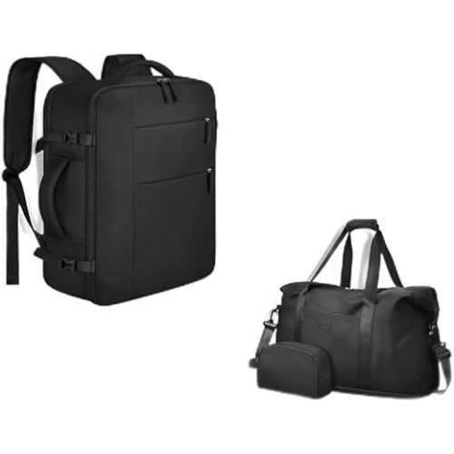 20L Black Travel Backpack (15.6 inch)+Matching Expandable Travel bag(20 inch)