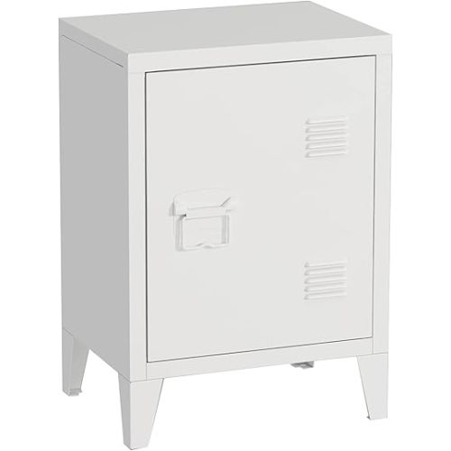 MIOCASA Metal Nightstand Modern End Side Table Steel Bedside Storage Cabinet with Shelf Easy Assembly for Living Room Bedroom