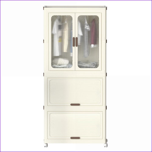 Wrought Studio™ Portable Wardrobe Closet Storage Organizer with 4 Cubes, Hanging Rod, 10 Hangers & Magnetic Doors - Snow White | Minimalist | Bedroom | Wayfair