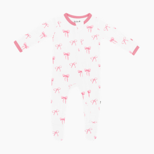 Printed Zipper Footie - Bow