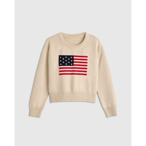 100% Organic Cotton Flag Sweater - Kid in Speckled Beige