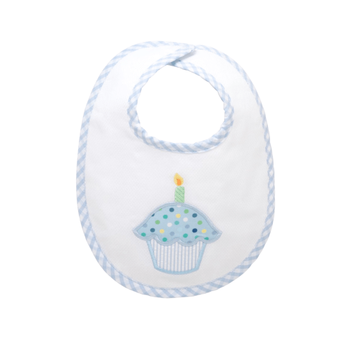 Cupcake Applique Basic Bib, Blue