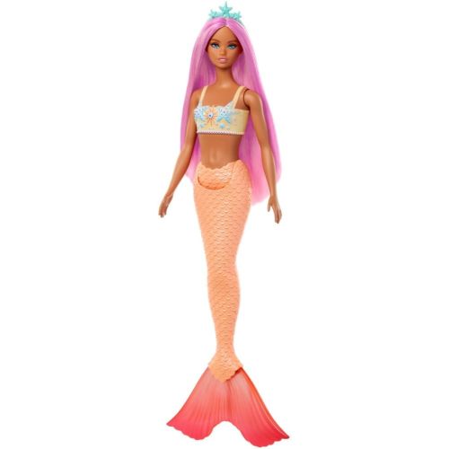 Barbie Mermaid Doll with Pink Fantasy Hair & Headband Accessory, Toy with Starfish-Inspired Bodice & Soft Orange Tail