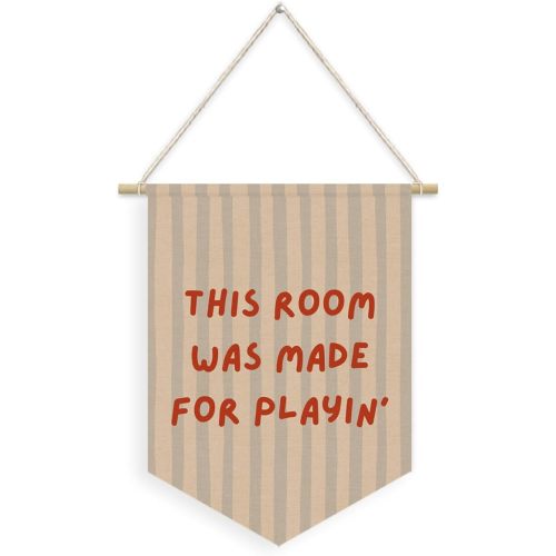 Playroom Wall Decor,This Room Was Made for Playin Linen Pennant Banner,Nursery Wall Hanging for Kids Toddler Bedroom Playroom Decor