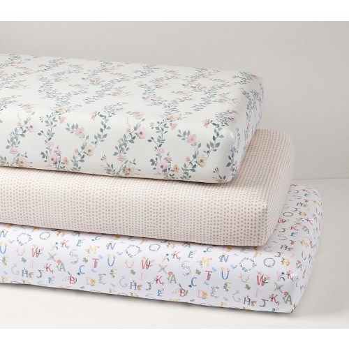 Mischa Floral Crib Fitted Sheets, Set of 3