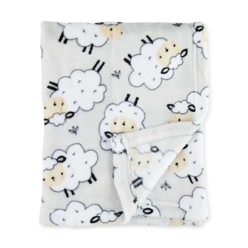 Parent's Choice Gray Sheep Print Plush Baby Blanket, Unisex, 30" x 36"