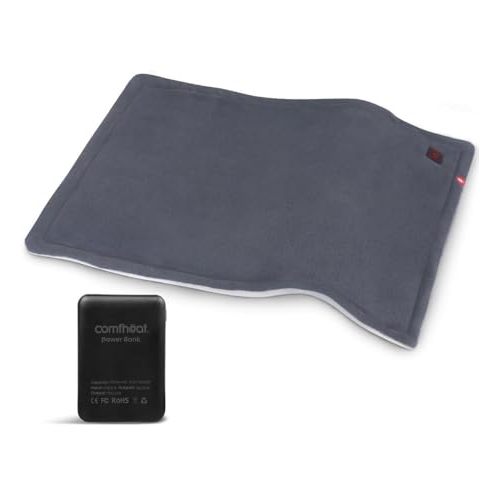 Portable Heating Pad with 5000mAh Battery Powered, 1.7LB Weighted Heat Pad Rechargeable for 1-3H Warmth Outdoor Travel, 3 Heat Settings, 12" x 16", Grey