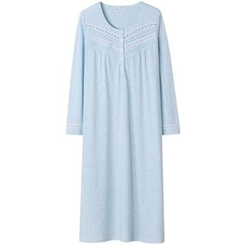 Keyocean Nightgowns for Women, Soft 100% Cotton Knit Nightgowns, Comfy Long-Sleeve Ladies Sleepwear Gown for Mom
