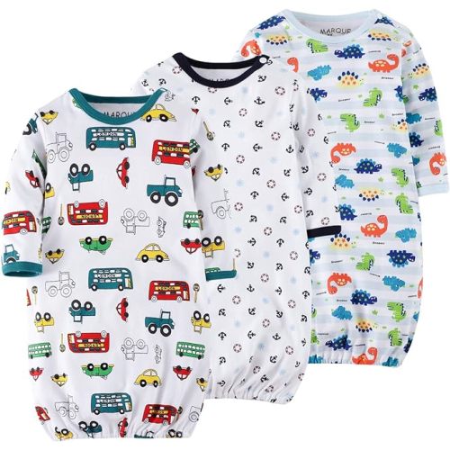 Baby Sleep Gown - Organic Cotton Lightweight 0-18 Months Sleeper for Easier Diaper Changing with Mitten Cuffs