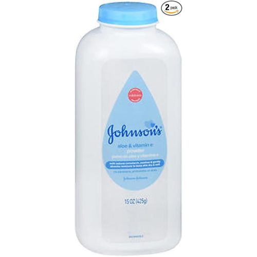 Johnson's Baby Powder, Naturally Derived Cornstarch with Aloe & Vitamin E for Delicate Skin, Hypoallergenic and Free of Parabens, Phthalates, and Dyes for Gentle Baby Skin Care, 15 oz (Pack of 2)