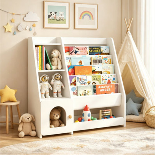 Latitude Run® Chitara 5-Tier Book Display Bookcase Bookshelf with Storage Organizer & Reviews | Wayfair