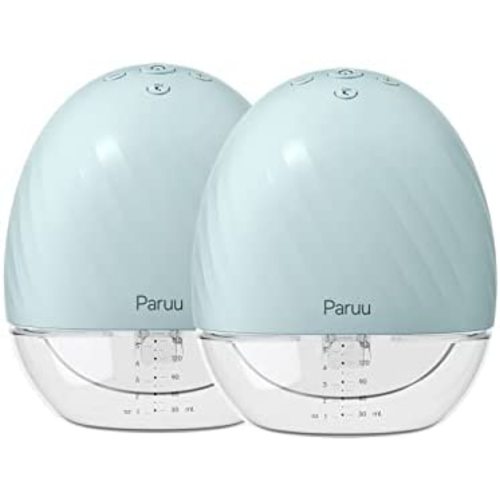 Double Wearable Breast Pump, Paruu Hands Free Breast Pump X2 with 2 Modes & 5 Levels, Electric Portable Breastfeeding Breastpump can be Invisible in Bra for Travel, Office, Outdoors, 17/21/25mm Flange