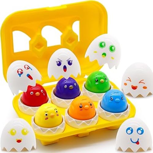 WEEJOYGAM Easter Eggs Toys for Toddlers 1-3, Matching Egg Montessori Toys for 1 2 3 Year Old Baby Boy Girl Easter Basket Stuffers 1st Birthday Gift, Sensory Color Sorting Shape Sorter Fine Motor Skill