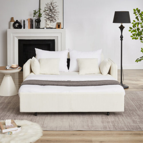 Latitude Run® 66 Inch Sleeper Sofa Bed 3-In-1 Adjustable Sleeper With Pullout Bed 4 Pillows And Side Pockets Soft Corduroy Convertible Sleeper Sofa Bed For Living Room Bedroom Apartment Office | Wayfair