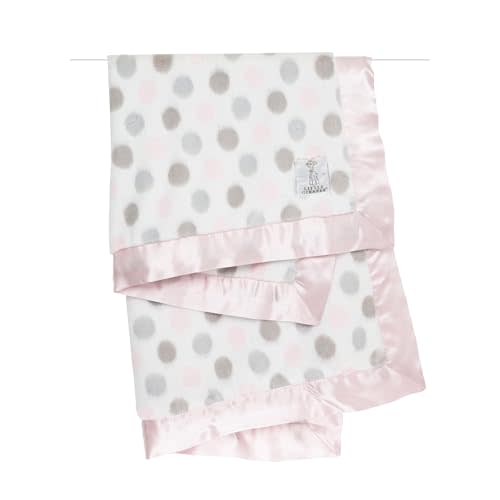 Little Giraffe Luxe Baby Blanket – 29x35” Satin Trim, Dot Pink | Ultra-Soft, Hypoallergenic Stroller & Nursery Blanket | Perfect for Newborns & Toddlers