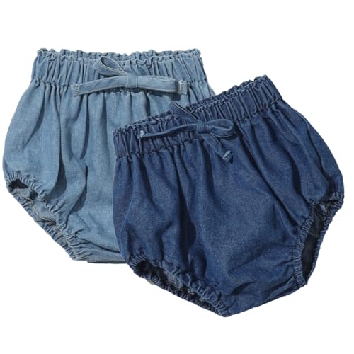 Colorful Childhood Toddler Denim Bloomers Shorts Baby Girls Boys Loose Harem Shorts 2pcs