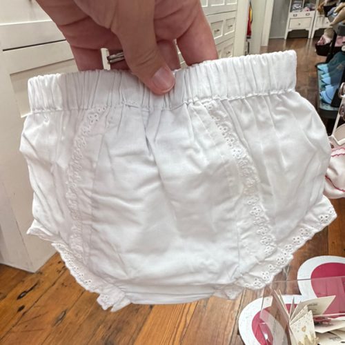 Size 1 White English Diaper with AST monogram embroidery