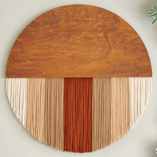Lunar Memory Wall Hanging – Boho Green Cotton Wall Art V07