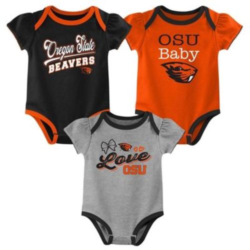 NCAA Oregon State Beavers Infant Girls' 3pk Bodysuit - 3-6M: Team Logo Sports Apparel