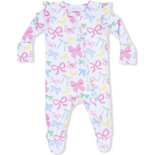 Sweet Bows, 2 Way Ruffle Sleeve Zipper Footie - Angel Dear | Maisonette