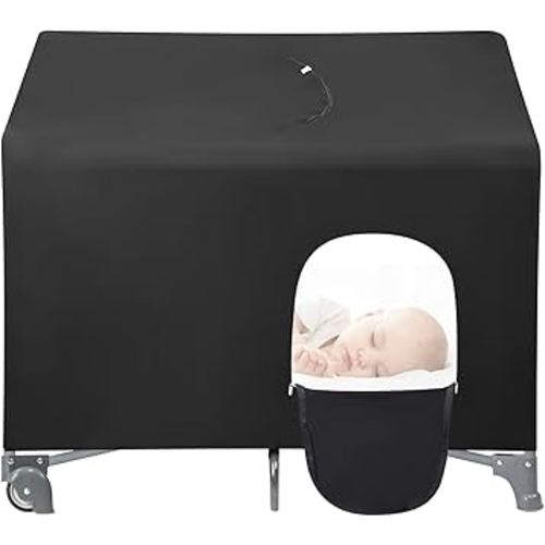 PandaEar Blackout Cover for Pack N Play, Breathable Crib Canopy Cover Tent for Pack and Play, Portable Stretchy Baby Netting for Indoor & Outdoor