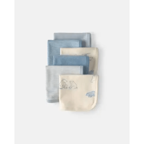 Baby 6-Pack Bear Terry Washcloths - Blue