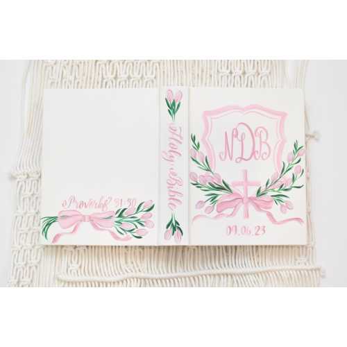 Hand Painted Bible, ESV journaling format, Book Sleeve/bag add on option, Personalized gift
