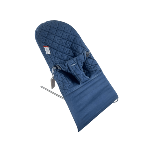 BabyBjorn Bouncer Bliss, Dark Gray Frame, Midnight Blue Cotton Classic Quilt