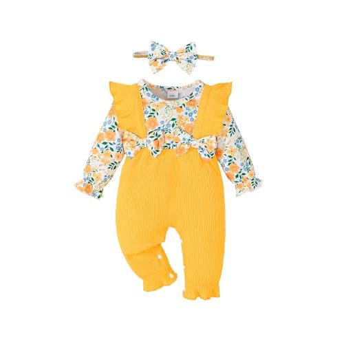 Newborn Infant Baby Girl Clothes Fall Winter Plaid Long Sleeve Jumpsuit One Piece Romper Bodysuit Baby Overalls Outfits
