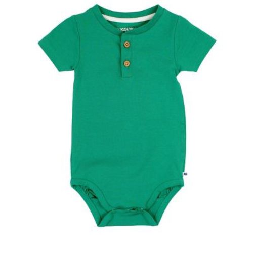 RuggedButts Baby Boys Short Sleeve Knit Henley Bodysuit - Green, 3-6m