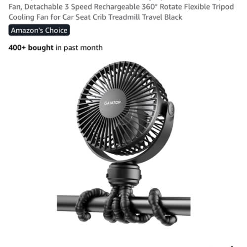 Gaiatop Mini Portable Stroller Fan, Battery Operated Small Clip on Fan, Detachable 3 Speed Rechargeable 360° Rotate Flexible Tripod Cooling Fan for Car Seat Crib Treadmill Travel Black : Amazon.com.au: Baby