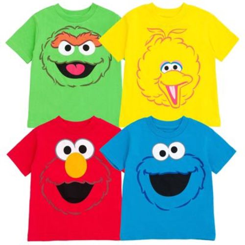 Sesame Street Bert and Ernie Oscar the Grouch Big Bird 4 Pack T-Shirts Toddler
