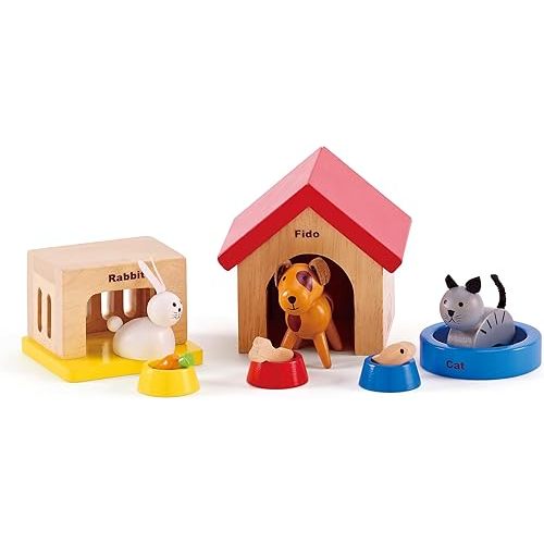 Hape Family Pets Wooden Dollhouse Animal Set