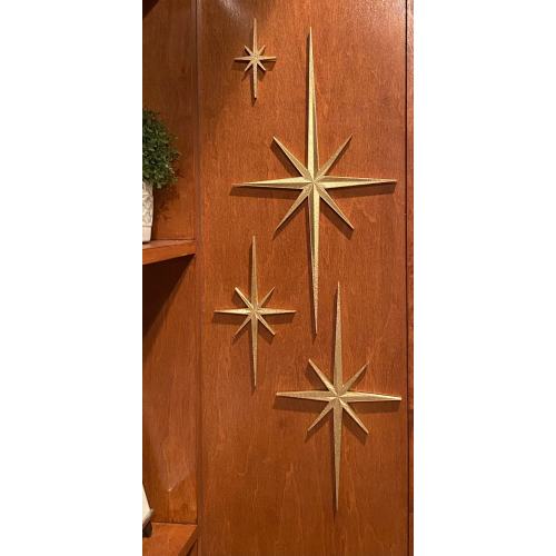 Mid Century Modern Elongated Pointed Starbursts - 3D printed -  Gold/Silver painted or Black/White/Aqua unpainted ~ Wall Art / Decor