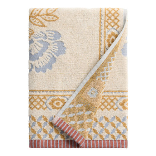 Cream Vintage Mirrored Birds Cotton Bath Towel