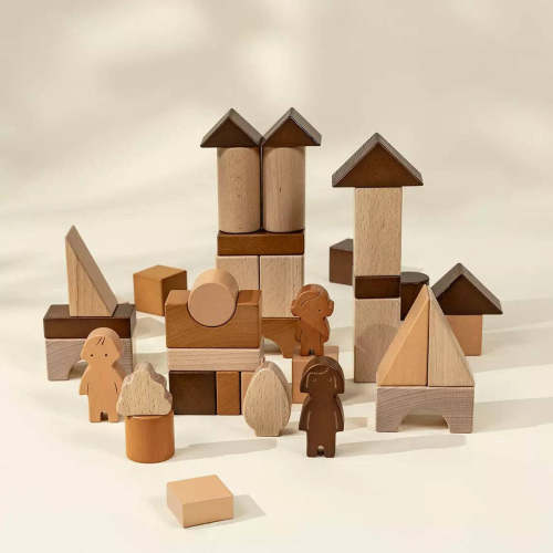 Premium Wooden Construction Blocks Set - 56pcs